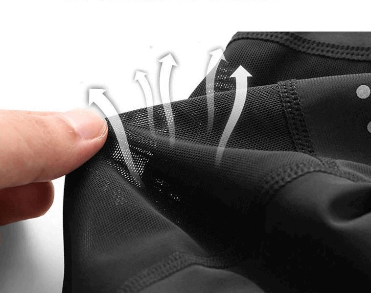 Close-up of breathable fabric in women's high waist leggings, showing elasticity and comfort for yoga and active wear.